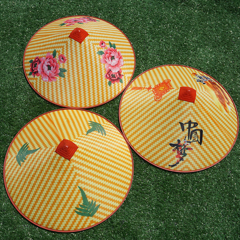 Outdoor Rainproof Hat, Summer Farmer's Large-Brimmed Straw Hat, Chinese Dream Plastic Sunshade and Sun Protection Hat, Rural Tea-Picking Hat