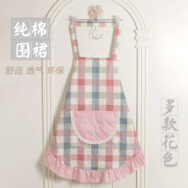 Special Price Korean Version Fashion Apron Pure Cotton Cute Pink Princess Florian Side Adult Kitchen Sleeveless Home Apron
