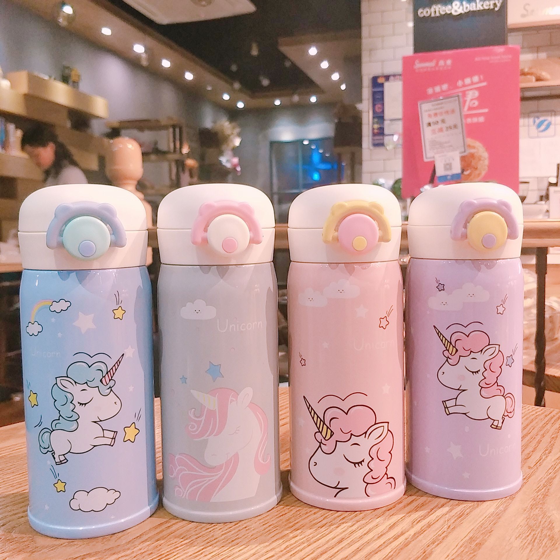 Cô gái mới rung rung hồng kỳ lân cốc sinh viên dễ thương cốc cầm tay cầm tay chống rò rỉ - Tách cốc uống nước