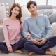 Bộ đồ ngủ đôi dài tay phù hợp với cotton nữ mùa thu đồ ngủ mùa xuân và mùa thu nam dịch vụ tại nhà phiên bản Hàn Quốc có thể được mặc đồ bộ kiểu