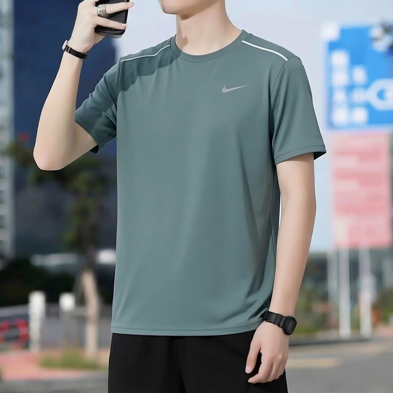 Nike Genuine Ice Silk Short-Sleeved New Quick-Drying T-Shirt Men's Fitness Training Clothing Lightweight Top Sportswear