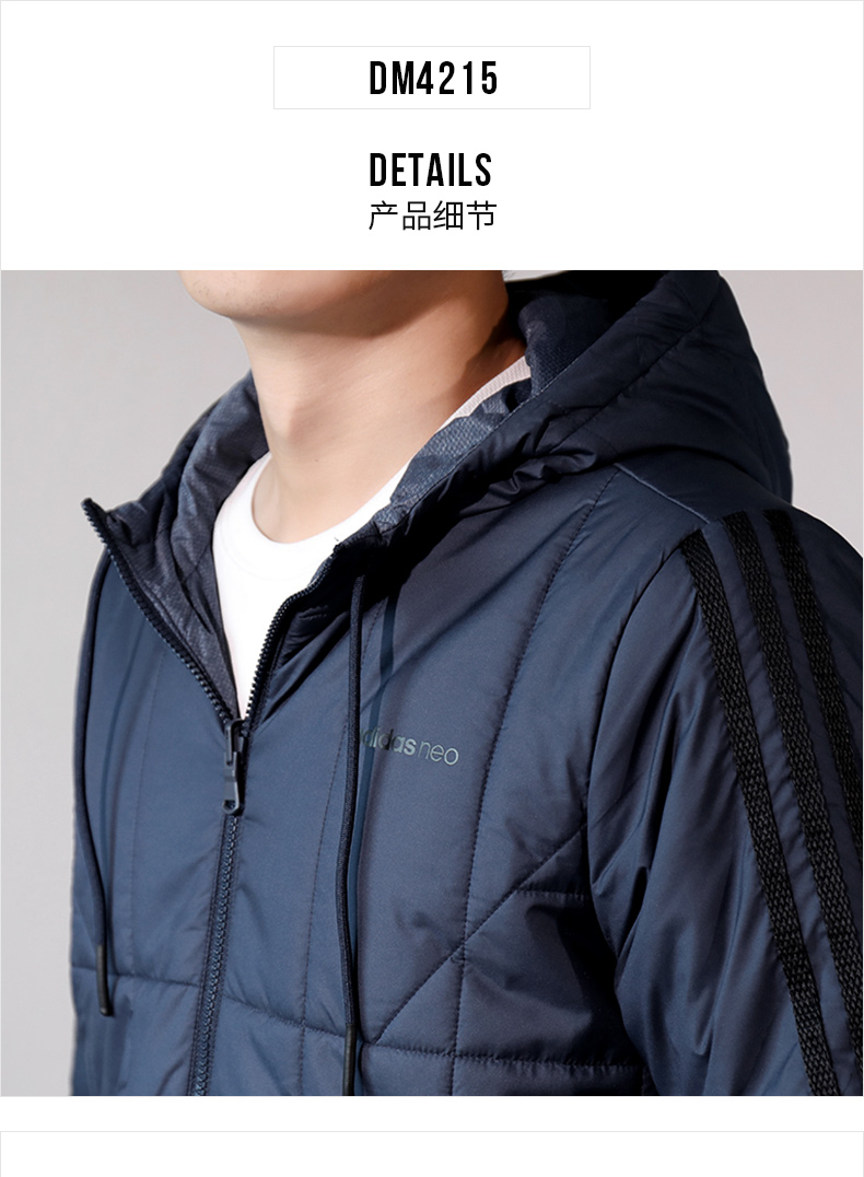 Adidas NEO nam 2018 mùa đông mới thể thao và áo khoác cotton hai mặt DM2199 4215 - Quần áo độn bông thể thao áo phao nữ đẹp