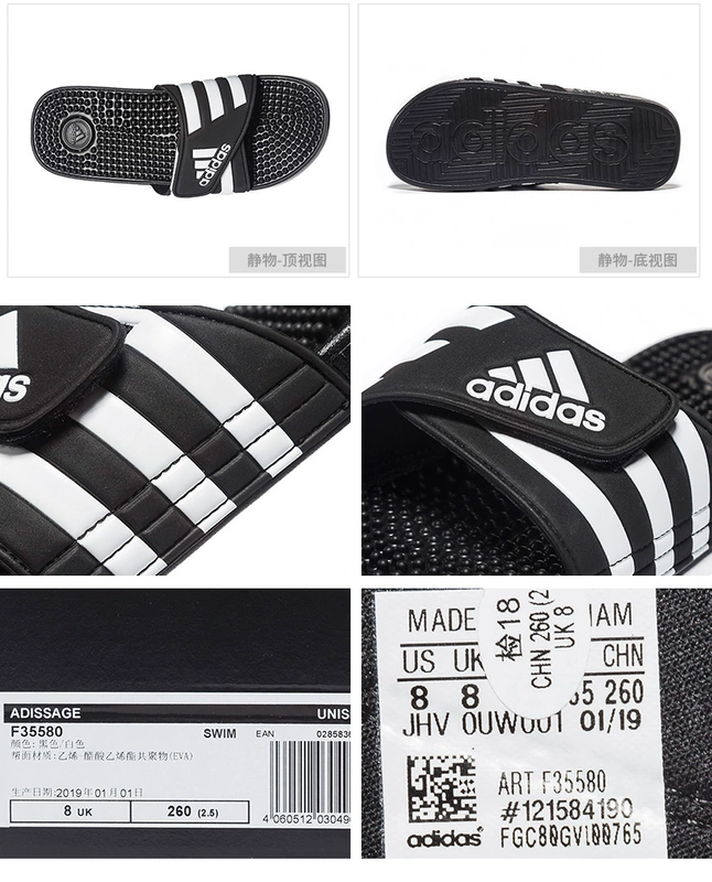 Giày thể thao nam Adidas 2019 hè mới giày thể thao thoáng khí Giày đi biển thông thường dép và dép F35580 - Dép thể thao