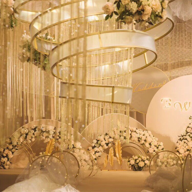 New Wedding Ceiling Ring Song of Five Rings Sunshine Board Custom Wedding Props Stage Decoration Iron Art Pendant