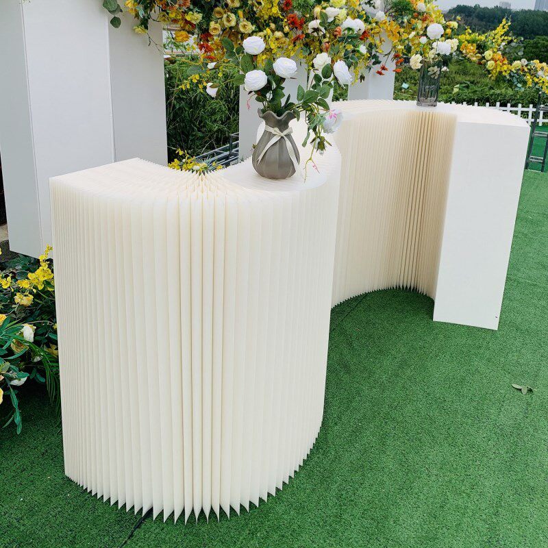 Wedding props paper folding dessert corrugated column layout of free bending deformation display stand