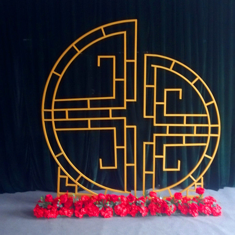 New Chinese wedding props concentric round Chinese wedding retro-background stage decoration iron screen
