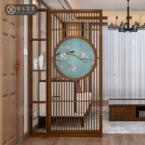 New Chinese living room screen partition solid wood entrance hall porch shelf screen new Chinese style ancient cabinet screen integration