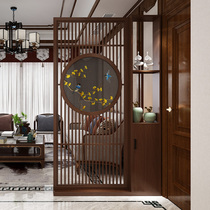 New Chinese screen partition into the home partition shelf Chinese living room solid wood porch decoration hollow screen Cabinet