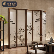 Chinese folding screen folding mobile screen partition living room Hotel new Chinese style simple modern solid wood porch partition