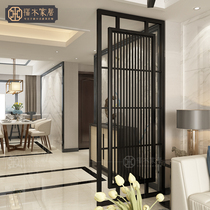 Fumu double frame fence partition living room simple modern entrance partition screen solid wood top decorative wall