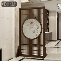 Fumu fence with round seat screen living room bedroom solid wood screen new Chinese style entrance decoration partition