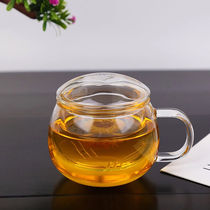 Heat glass cup household teacup transparent with cover cup office cup filter heat-resistant glass