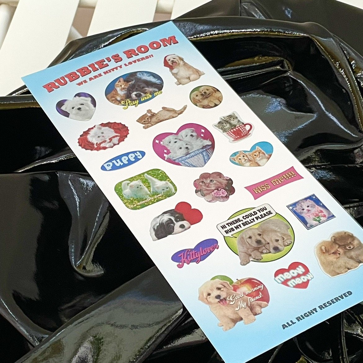 Rubbie's exclusive homemade dog and cat stickers mobile phone case decoration shiny laser ins American retro pocketbook