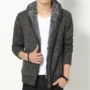 2018 áo len mỏng thanh niên áo khoác đan cộng với nhung dày áo len cotton quần áo nam - Cardigan áo len cổ lọ cho nam