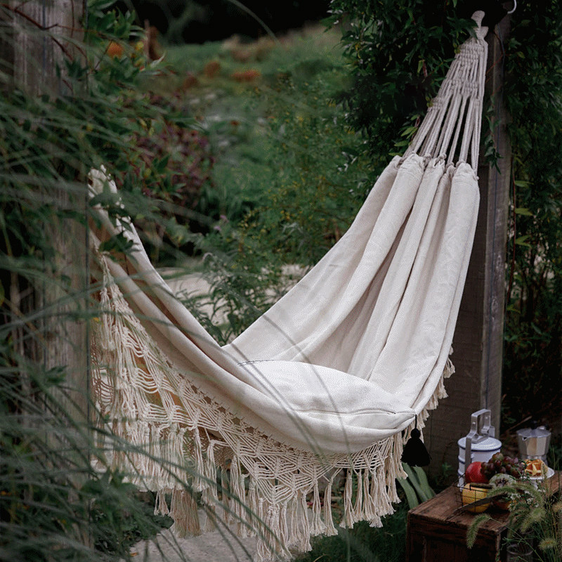 Camping ins wind tassel hammock outdoor summer swing anti-rollover bedroom student canvas outdoor picnic supplies
