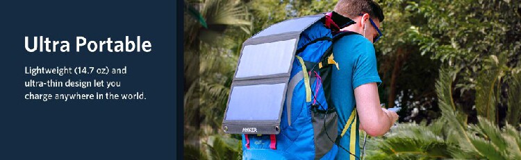 Зарядное устройство 美国安科anker高效转换15w/21w大功率便携式电源野营太阳能充电器