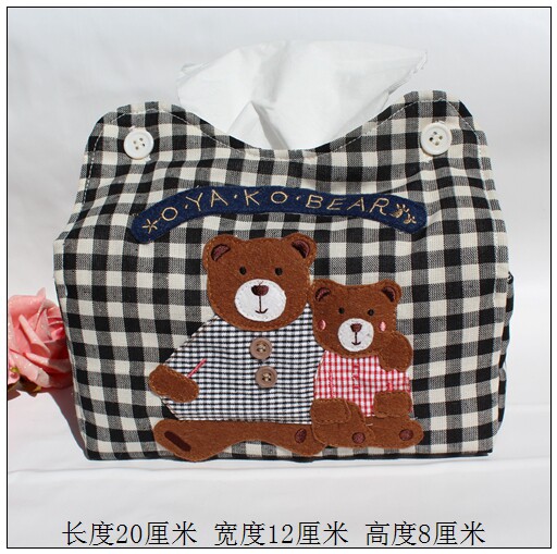 Newly released foreign trade day single Han Han mother and child bear quilting pure cotton cloth art tissue box set medium and small