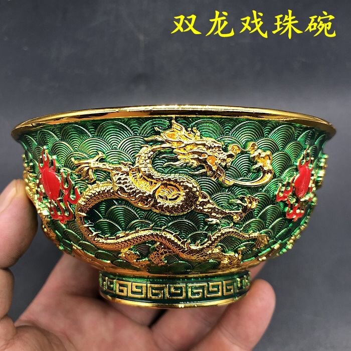 古董杂项收藏乡下老物件大清乾隆年制双龙碗景泰蓝双龙戏珠碗包邮-淘宝
