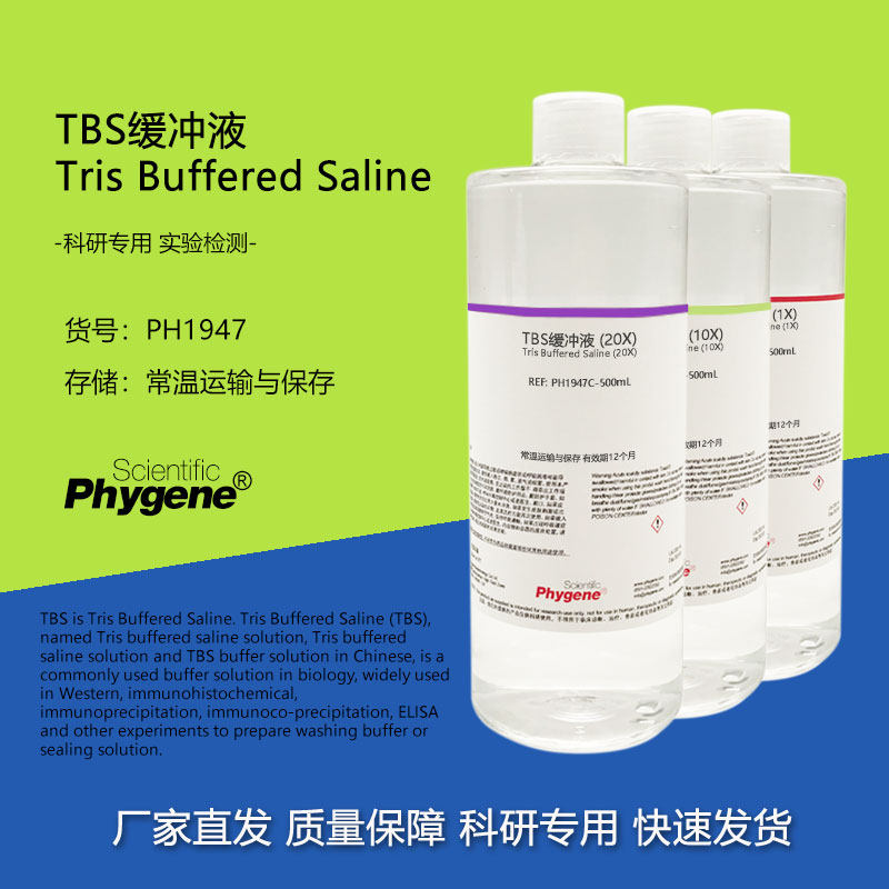 TBS缓冲液 Tris缓冲盐溶液 1X 10X 20X 科研实验 500mL PHYGENE