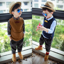 Childrens clothes boy autumn clothing new middle child clothes baby blouses children Machia Han version tide boy wool vest