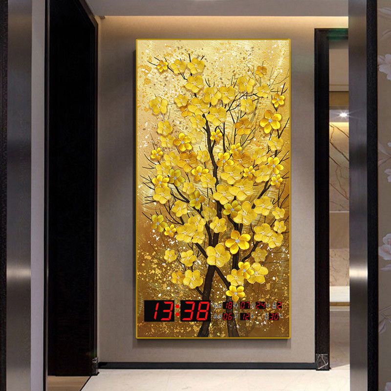 Vertical vertical decorative painting digital electronic perpetual calendar 2022 new home living room wall hanging wall clock watch