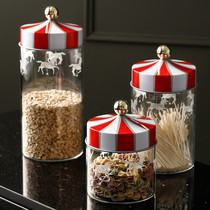 Bear Valley Group Nordic Carousel Glass sealed jar Storage Bottle Coffee Tea Candy Grain storage jar