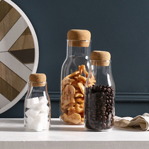Kumagaya group Japanese-style sealed cans Transparent glass Tea coffee beans grains Milk powder Household wooden stopper food storage bottle