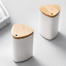 Kumagaya group Japanese toothpick box Creative wooden cover toothpick tube Household cotton swab storage box Restaurant high-grade toothpick tank bucket