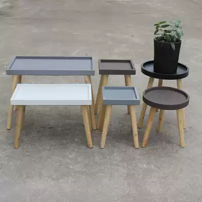 Solid Wood leg receptacle round flower stand rectangular flower pot water tray square with foot base household ornaments plus legs