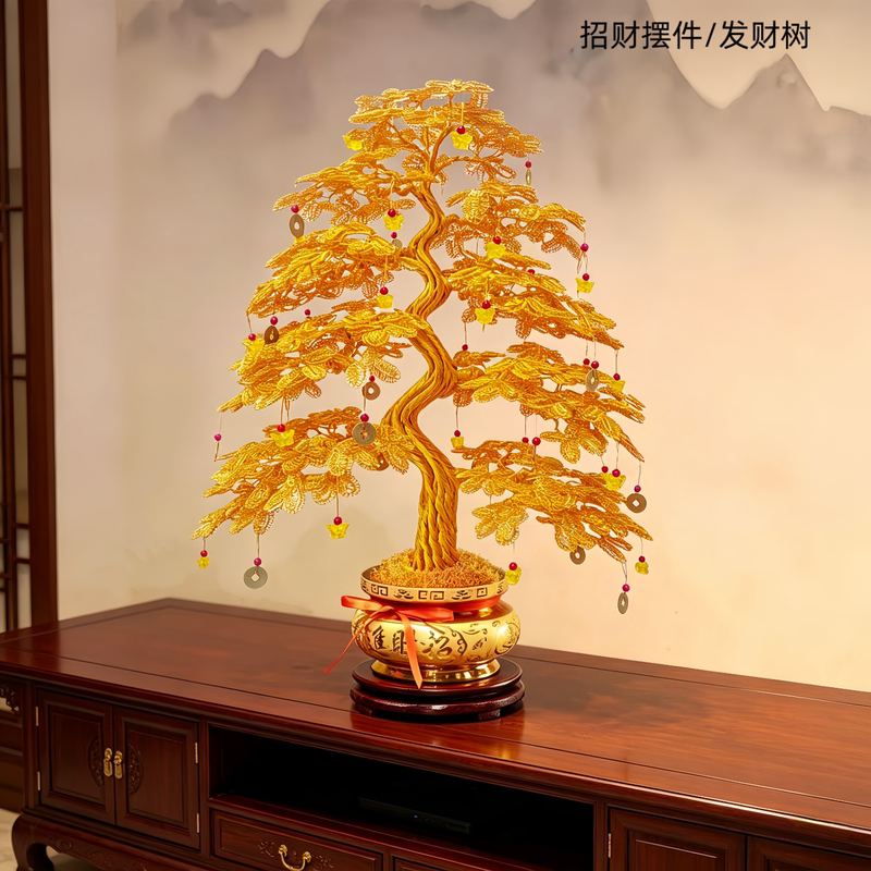 Money Tree, Purely Hand-Woven, Fortune Tree, Wealth-Attracting Ornament, Suitable for Opening a Business, Housewarming, Gift-Giving, Practical, High-End, Elegant, and Classy