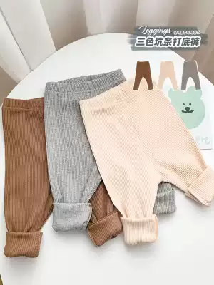 Luca mom three-color pit strip inner pants outer wear men's and women's children's baby pants threaded thin section 2020 autumn new style