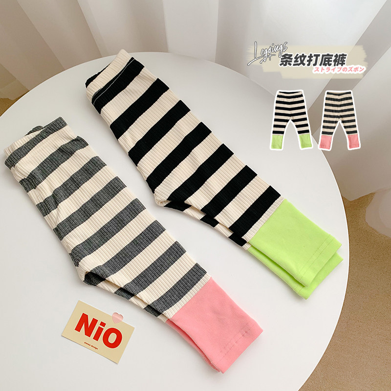 Luca Mother Striped Inside Hitch Pants Outside Wearing male and female baby pants thread Coloured thin section 2020 Fall new