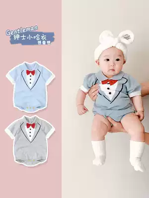 Luca mom knitted bag fart clothes Bow short-sleeved polo shirt triangle climbing clothes for infants and young children 3-18 months men and women