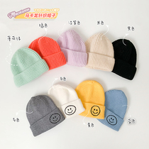Luca Mom Korean version wool hat Macaron Smiley face solid color knitted hat Korean autumn and winter warm pullover 0-3 years old