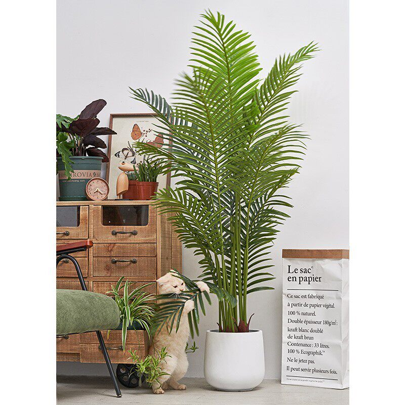 Nordic Wind Emulation Green Planting Potted Plant Pendulum decoration Living room Indoor Fake plant Loose Tail Sunflower Large Floor Bonsai-Taobao