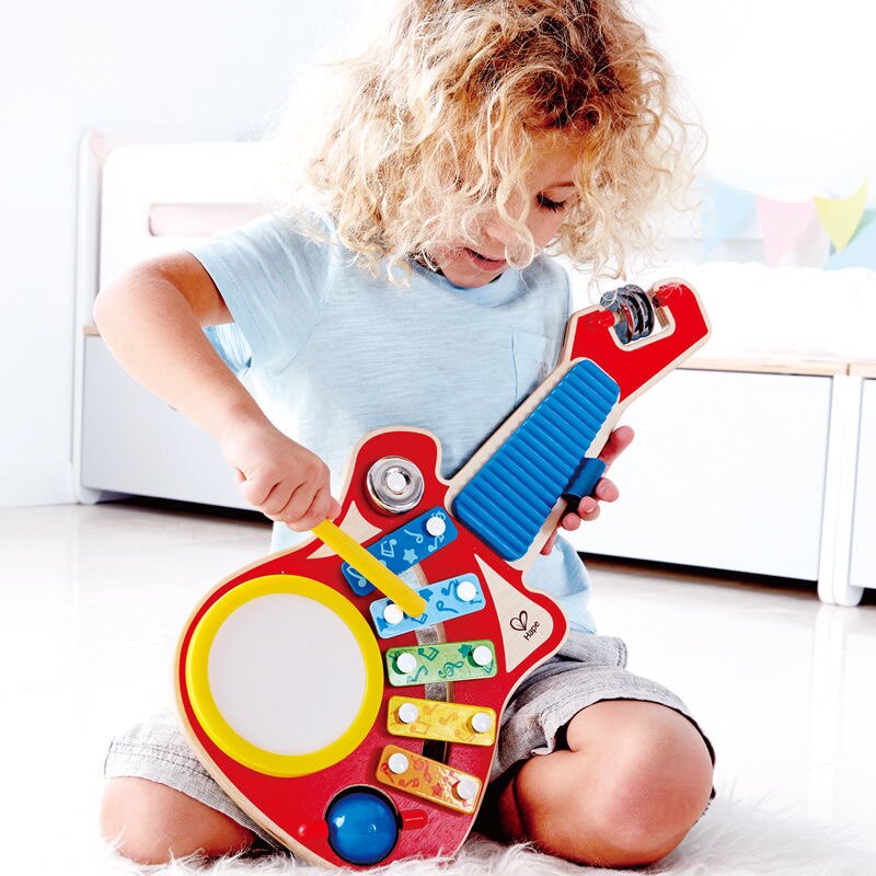German Hape Six All-in-one Cool Guitar Band Children Enlightenment Toy Male Girl 1-3 How to Play Law-Taobao