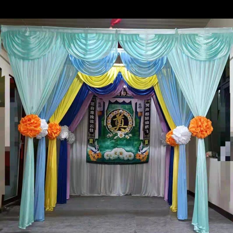 Funeral Hall Backdrop Cloth, Funeral Curtain, Black and White Funeral Tent Cloth, Decoration for Funeral Ceremony, Mourning Hall Arrangement Supplies Cloth