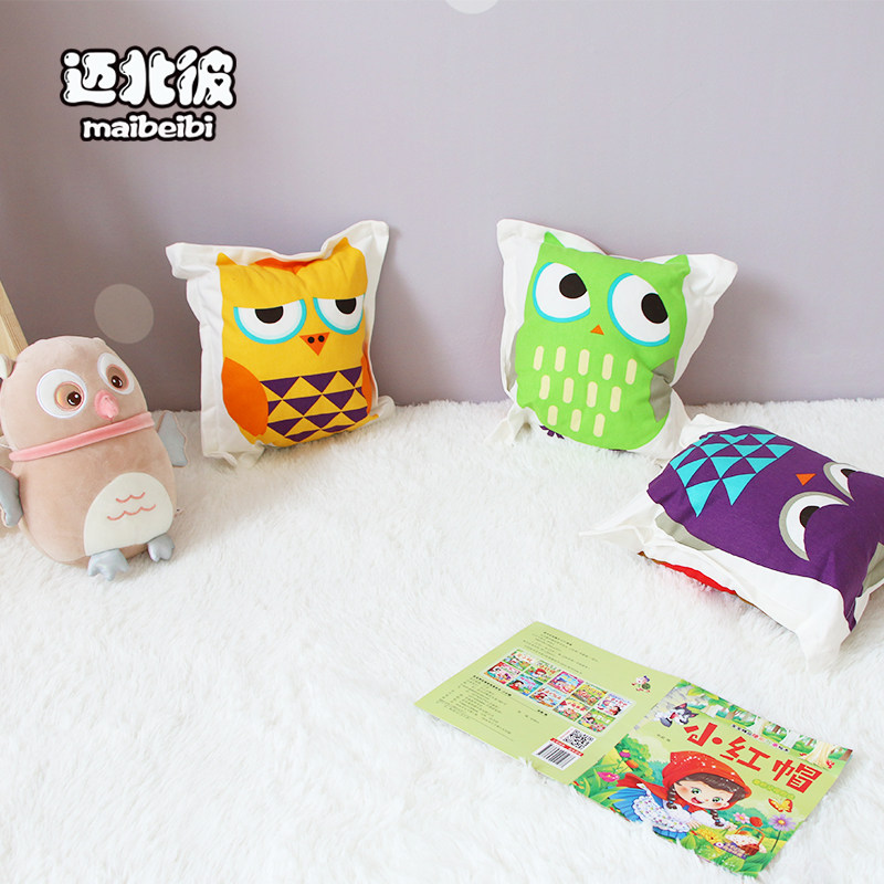 Maibei Nordic ins Wind Owl Pillow Children Square Cushion Baby Cartoon Small Pillow Tent Accessories