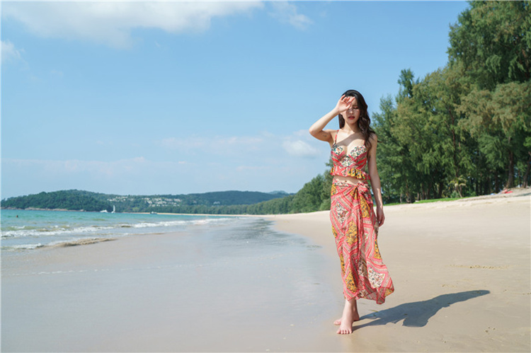 Nhỏ hương thơm đồ bơi bikini ba mảnh rim kích thước ngực tập hợp chia boxer sexy khăn choàng áo tắm nữ áo tắm 2 mảnh cạp cao