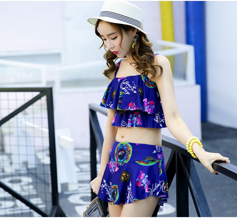 2018 áo tắm mới nữ váy chia hai mảnh góc phẳng bảo thủ ngực nhỏ tập hợp bao gồm bụng Slim sinh viên đồ bơi bikini 2 manh