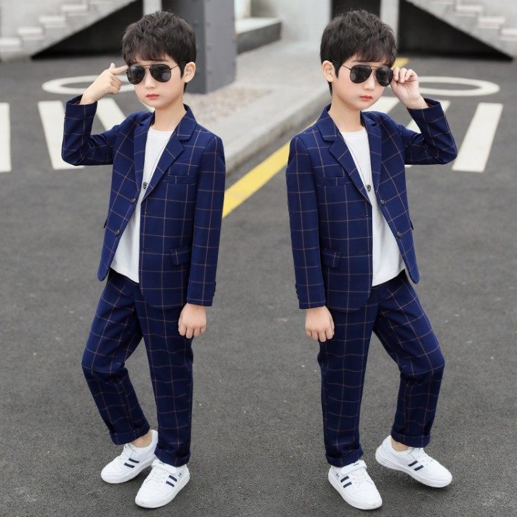 Boy suit suit Spring and autumn loaded with Korean version jacket Children's foreign pie Little Western suit Inron boy handsome gown for leisure