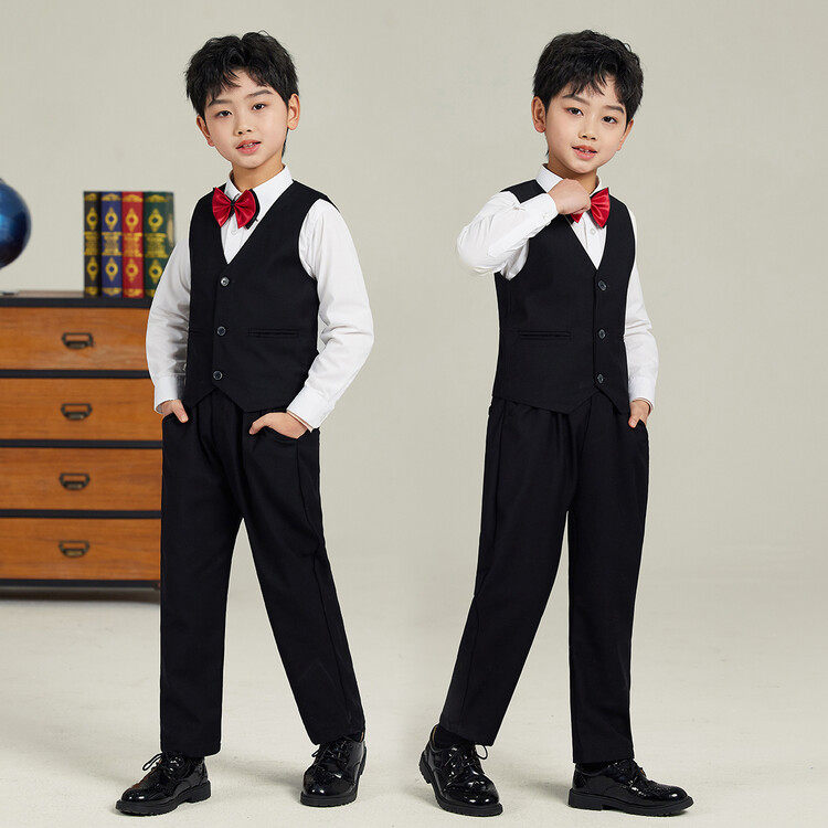Children's suit suit Boy handsome Han version of Inlén Wind Little West suit Playboy host Costume Piano out of the suit