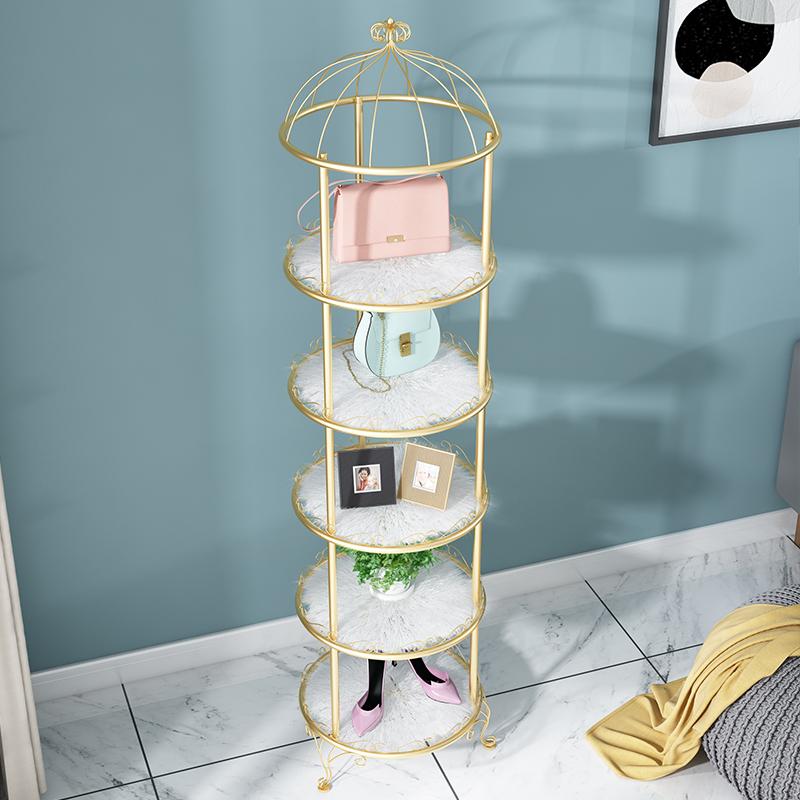 Shelving Falling Subway Art Golden Living Room Putting bag shelf Home Bedroom Round Multilayer Containing shelf