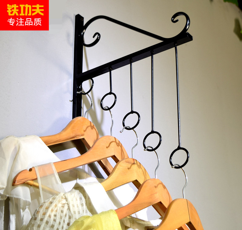 Iron Kung Fu clothing store special display stand on the wall hanging hangers for men and women children's clothing selling bra underwear shelves