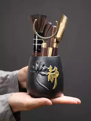 Tea art Six Junzi Tea tube clip Tea ceremony tools and supplies Storage tube Pure copper tea plate Tea table Tea bucket Tea set accessories