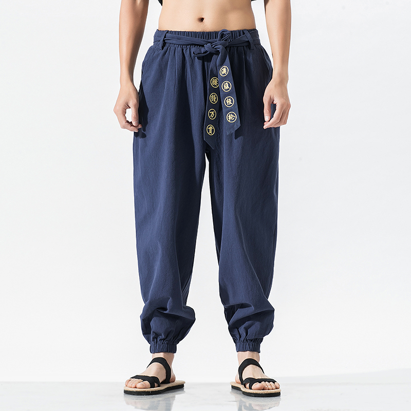 Chinese-Style Practice Pants with Han Elements, Loose Casual Harem Pants for Men, Large Size, National Trend, Ethnic Retro Style Chinese-Style Practice Pants with Han Elements, Loose Casual Harem Pants for Men, Large Size, National Trend, Ethnic Retro Style