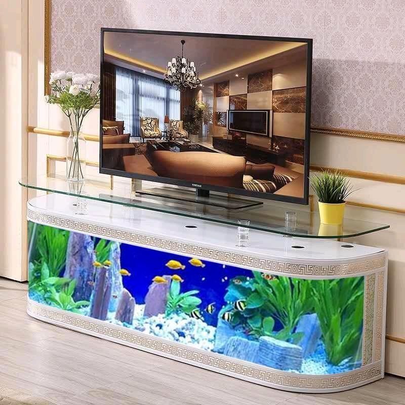 TV cabinet fish tank creative fish tank living room home fish tank European style fish tank home against the wall fish tank
