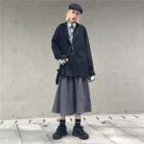 Осенняя юбка, 2019, в корейском стиле, высокая талия, свободный крой, А-силуэт