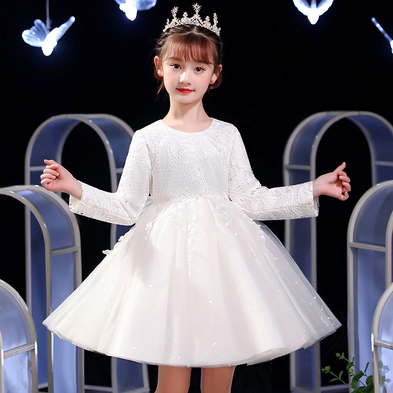 Children Gown Spring Autumn Girls Wedding Dresses Foreign Flower Girl Girl Princess Dresses Small Host Piano Playing Foreign Dress