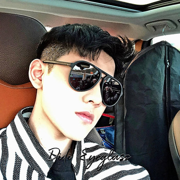 Pilot-Style Men's Polarized Sunglasses, Korean Style, Large Round Frame, Aviator Style, Face-Slimming, Uv Protection, Driving Sunglasses